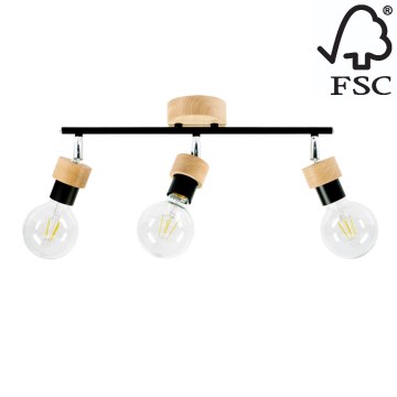 Спот MARJOLAINE 3xE27/25W/230V дъб - FSC сертифициран