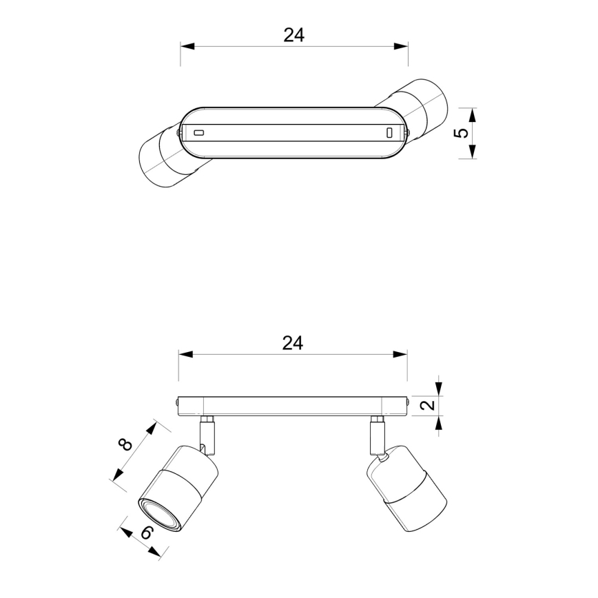 Спот MIZU 2xGU10/8W/230V черен/месинг