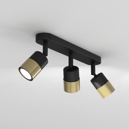 Спот MIZU 3xGU10/8W/230V черен/месинг