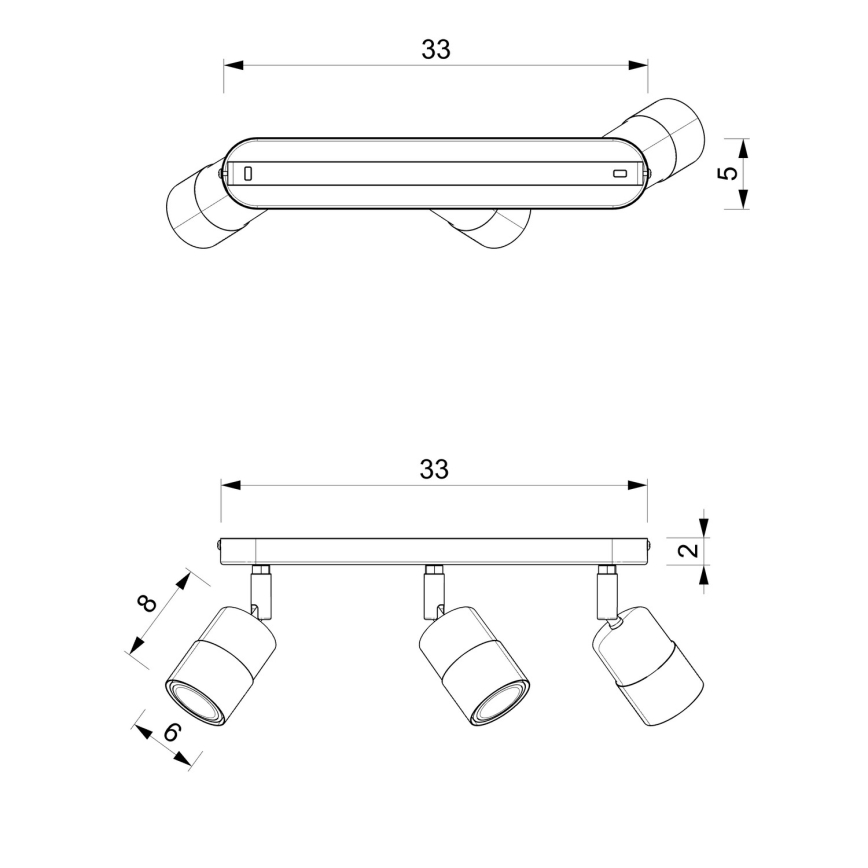 Спот MIZU 3xGU10/8W/230V черен/месинг