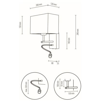 Аплик BOHO 1xE27/25W + LED/1W/230V дъб – FSC сертифицирано