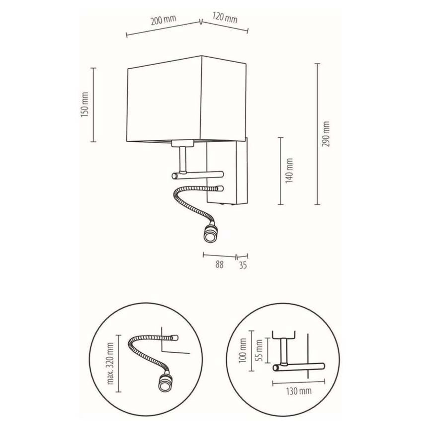Аплик BOHO 1xE27/25W + LED/1W/230V дъб – FSC сертифицирано