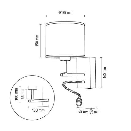 Аплик BOHO 1xE27/25W + LED/1W/230V дъб – FSC сертифицирано