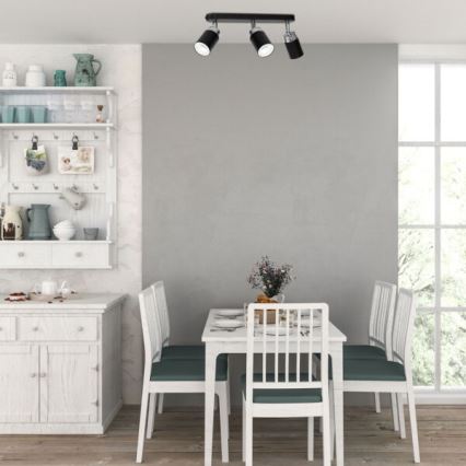 Спот RENO 3xGU10/8W/230V черен/лъскав хром