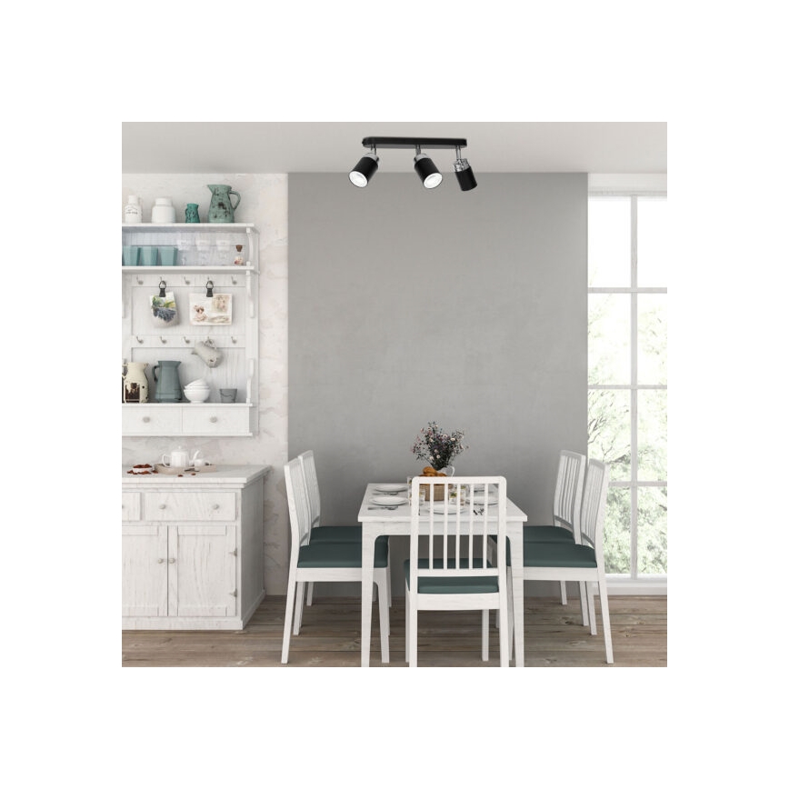 Спот RENO 3xGU10/8W/230V черен/лъскав хром