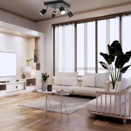 Спот RENO 4xGU10/8W/230V черен/лъскав хром