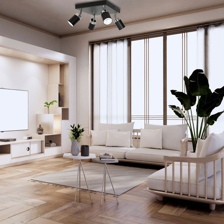 Спот RENO 4xGU10/8W/230V черен/лъскав хром