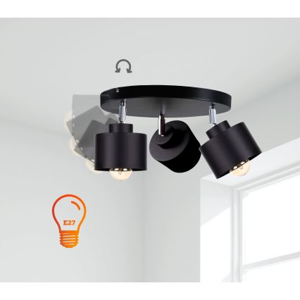 Спот SIMPLY BLACK 3xE27/60W/230V Ø 30 см