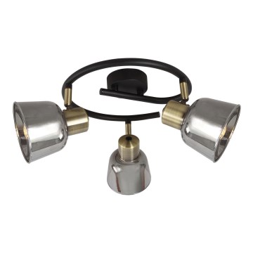 Спот SMOKY 3xE14/9W/230V черен/месинг/сив