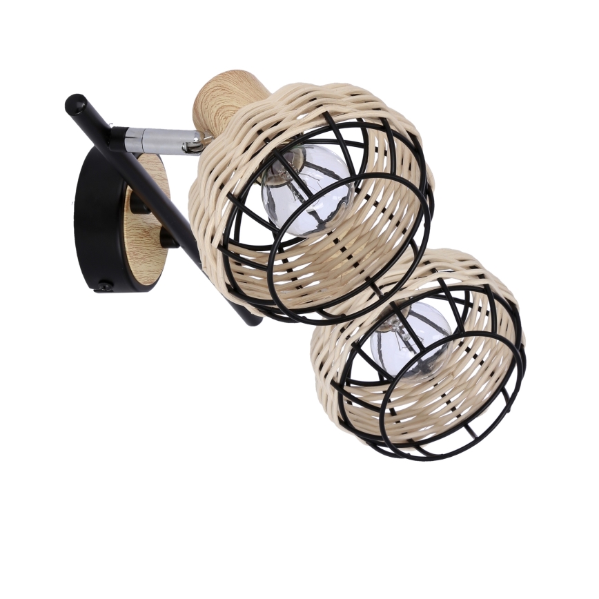 Спот TAJGA 2xE14/40W/230V ратан/черен