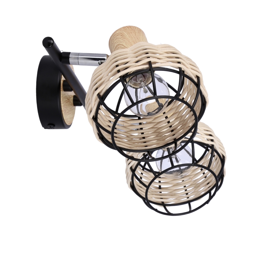 Спот TAJGA 2xE14/40W/230V ратан/черен