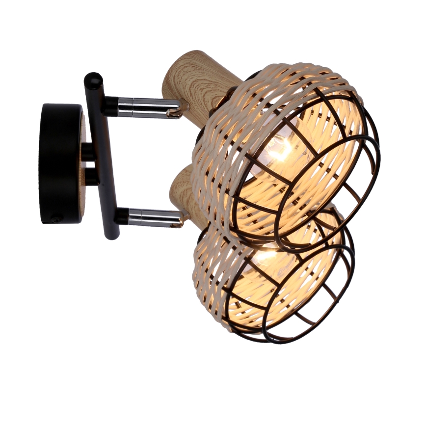 Спот TAJGA 2xE14/40W/230V ратан/черен