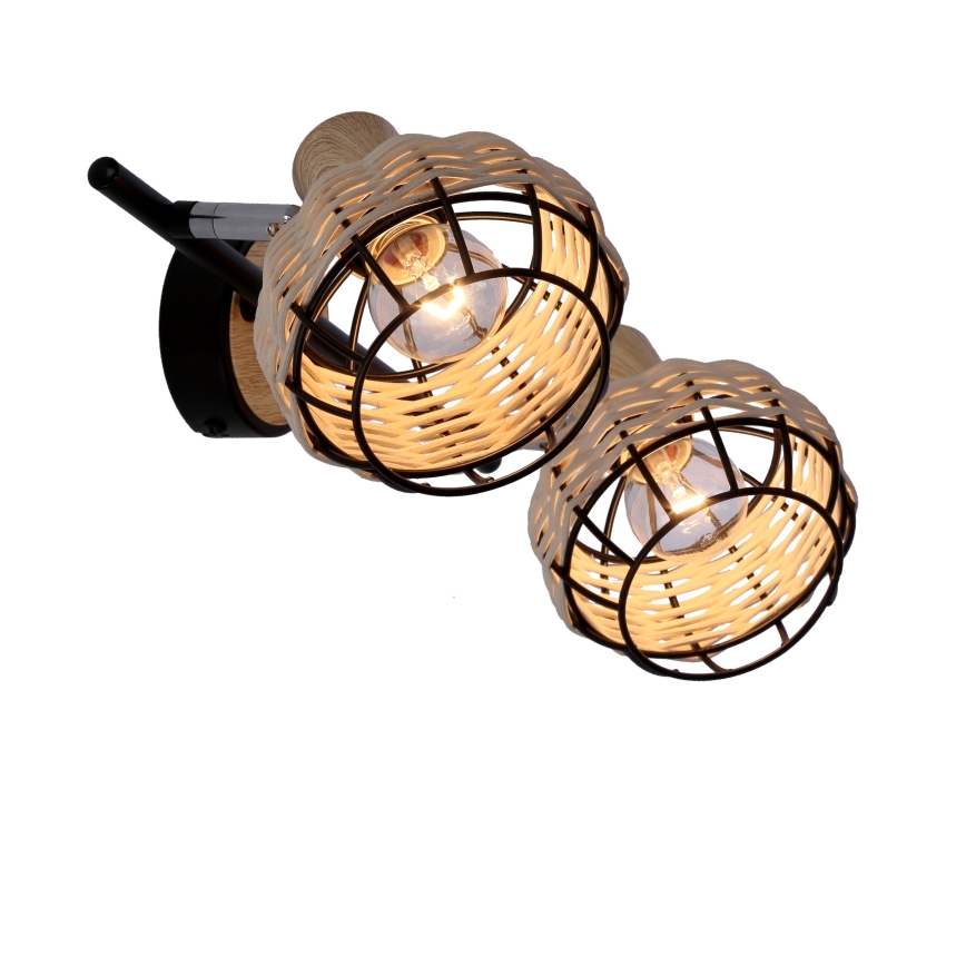 Спот TAJGA 2xE14/40W/230V ратан/черен