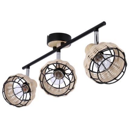 Спот TAJGA 3xE14/40W/230V ратан/черен