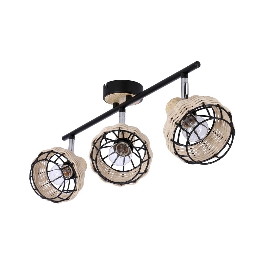Спот TAJGA 3xE14/40W/230V ратан/черен