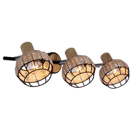 Спот TAJGA 3xE14/40W/230V ратан/черен