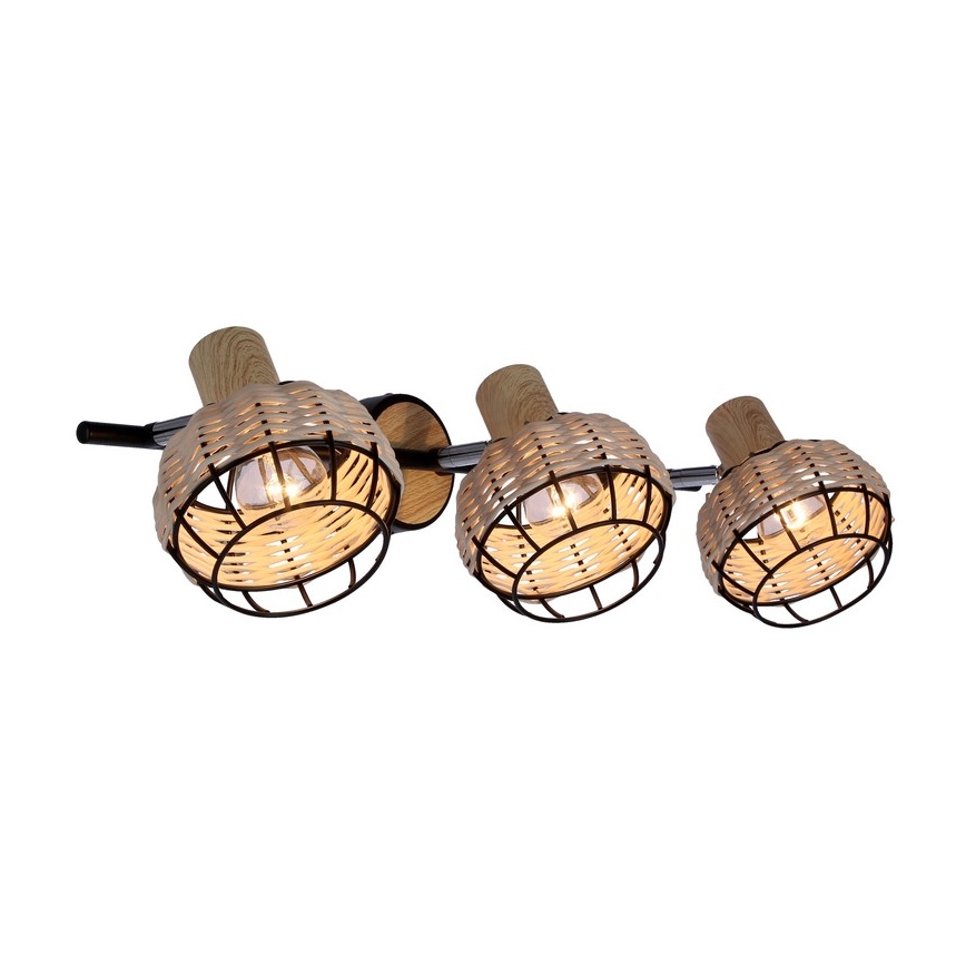 Спот TAJGA 3xE14/40W/230V ратан/черен