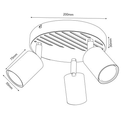 Спот TERRA 3xGU10/8W/230V черен/дъб