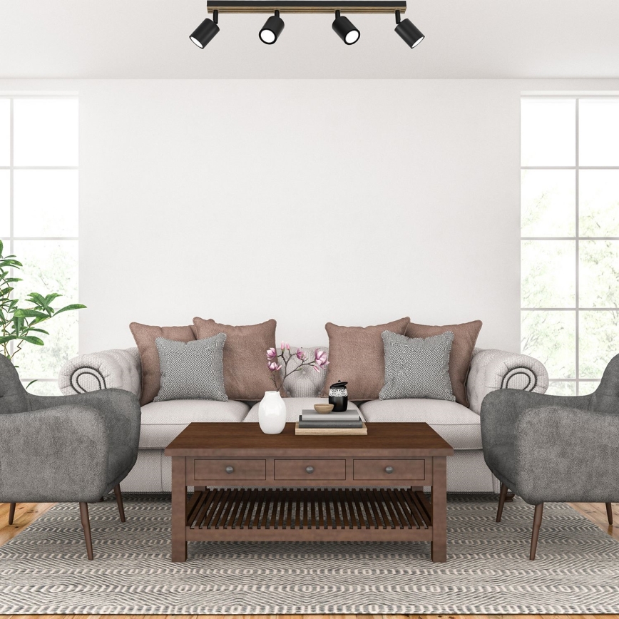 Спот TERRA 4xGU10/8W/230V черен/дъб