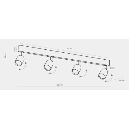 Спот TOP 4xGU10/10W/230V златист/черен