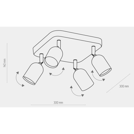 Спот TOP 4xGU10/10W/230V златист/черен