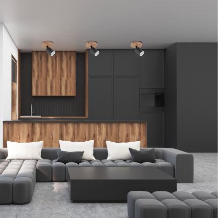 Спот TOP WOOD 1xGU10/10W/230V черен/дървен