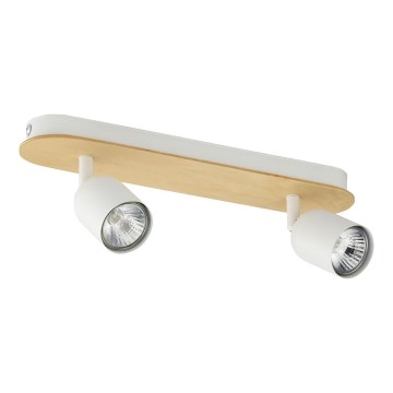 Спот TOP WOOD 2xGU10/10W/230V бял/дървен