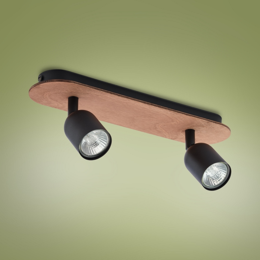 Спот TOP WOOD 2xGU10/10W/230V черен/дървен