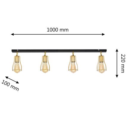 Спот TUBE 4xE27/15W/230V златист/черен
