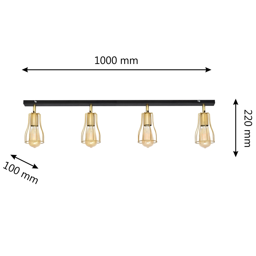 Спот TUBE 4xE27/15W/230V златист/черен