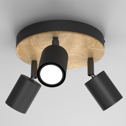 Спот TULON 3xGU10/8W/230V черен/дъб