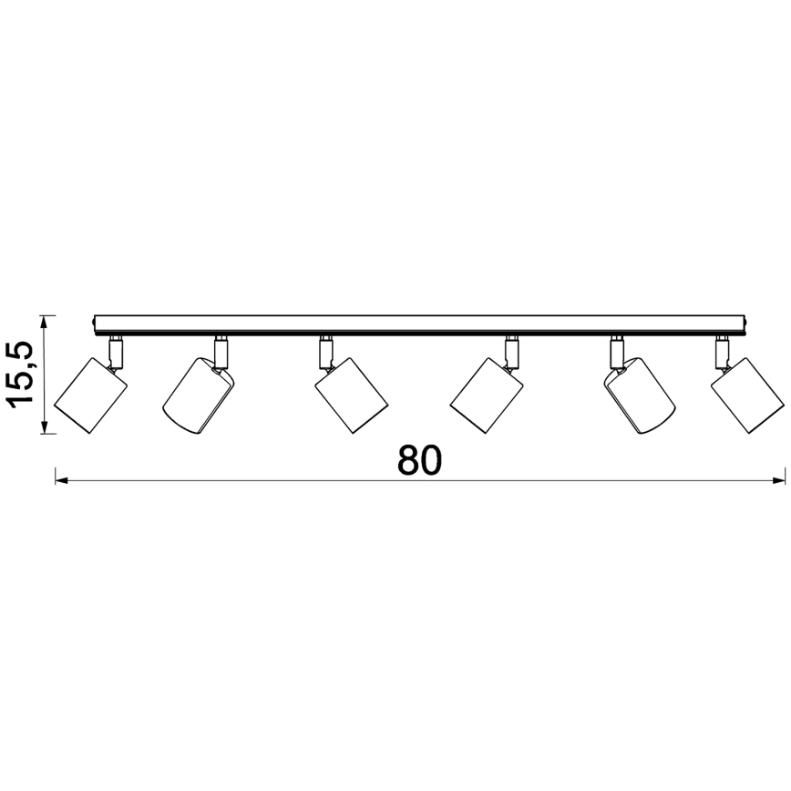 Спот TULON 6xGU10/8W/230V черен/дъб