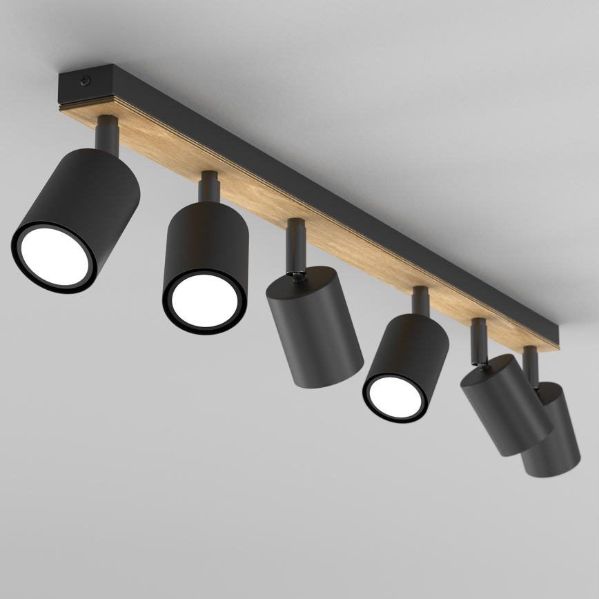 Спот TULON 6xGU10/8W/230V черен/дъб