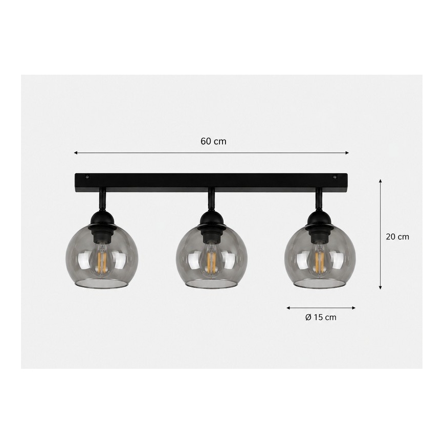 Спот UNO 3xE27/60W/230V черен