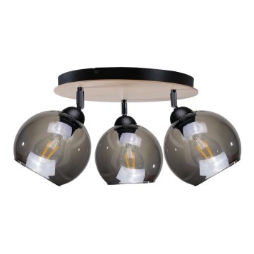 Спот UNO WOOD 3xE27/60W/230V черен/кафяв