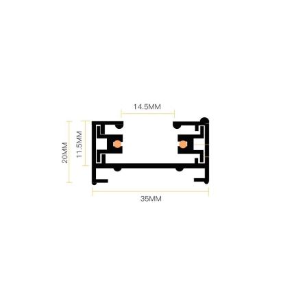 Спот в релсова система 8xGU10/25W/230V 4 m черен