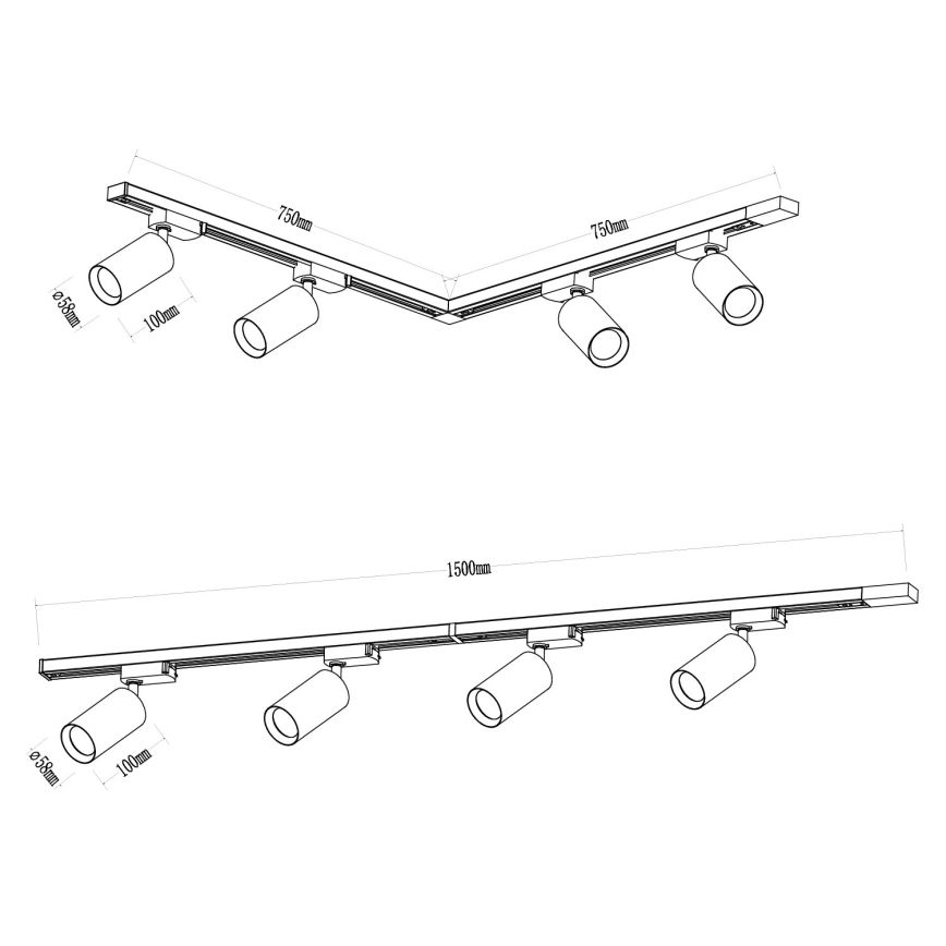 Спот в релсова система PIPE 4xGU10/10W/230V черен