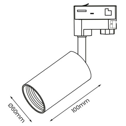 Спот за 3-фазна релсова система PIPE 1xGU10/25W/230V черен