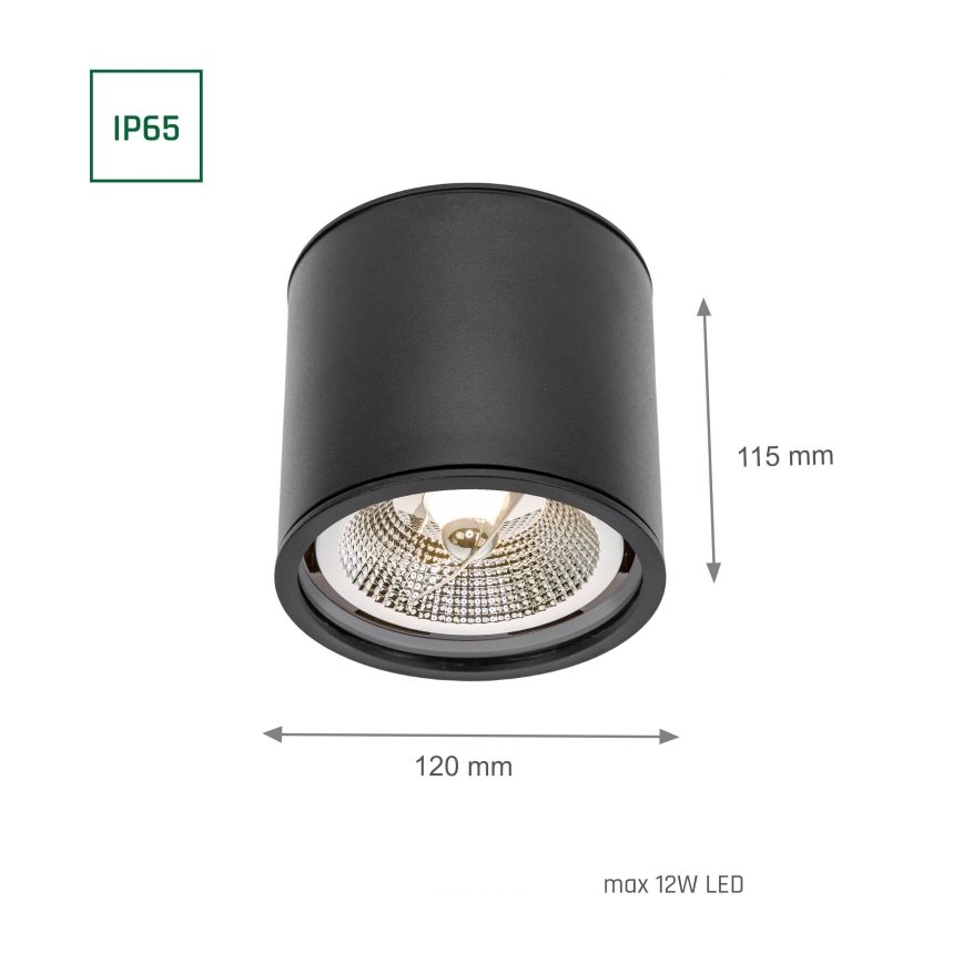Спот за баня CHLOE AR111 1xGU10/12W/230V IP65 кръгла черен