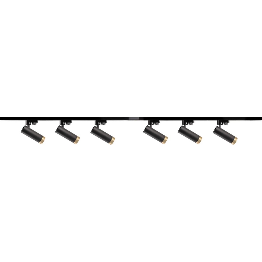 Спот за релсова система FADO 6xGU10/10W/230V + 2x1 m релсова система черен