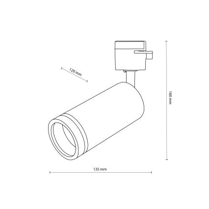 Спот за 1-фазна релсова система JET RING 1xGU10/10W/230V черен