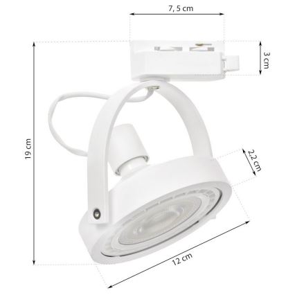 Спот за релсова система LUGAR 1xAR111 - GU10/25W/230V