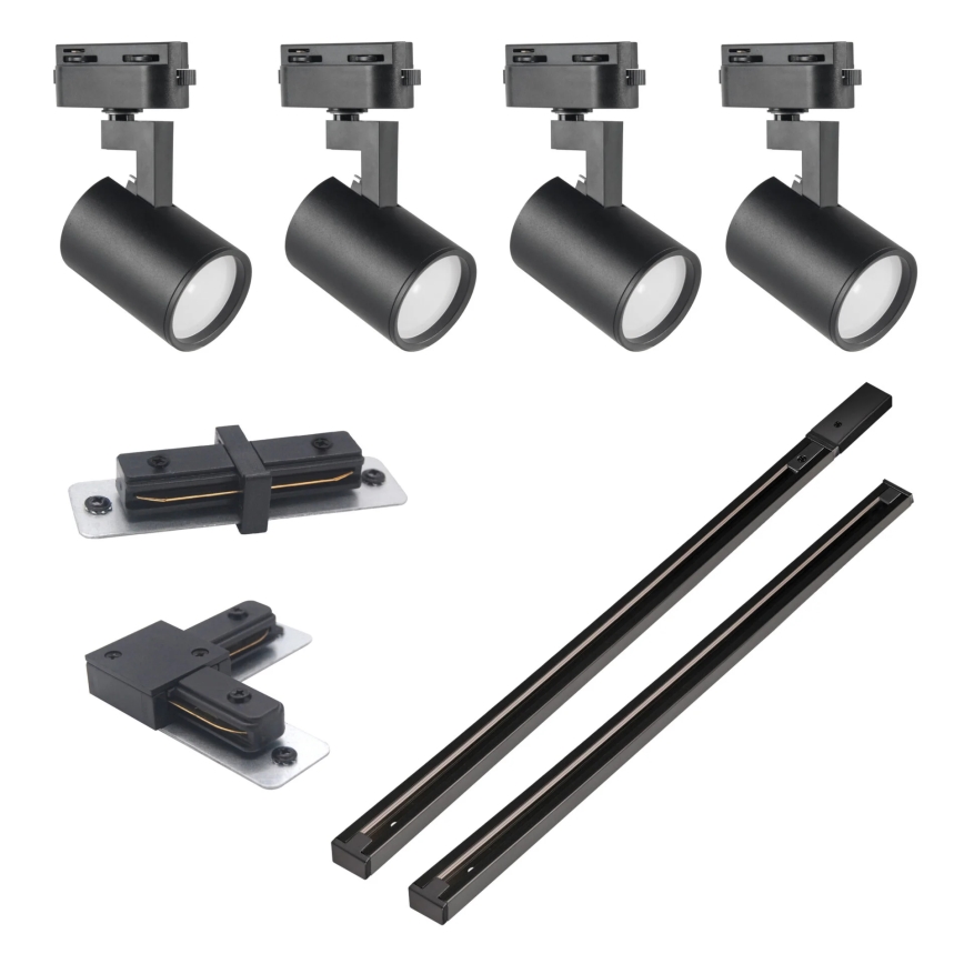 Спот за релсова система LYNX 4xGU10/10W/230V + 2 x 75 cm релсова система черен