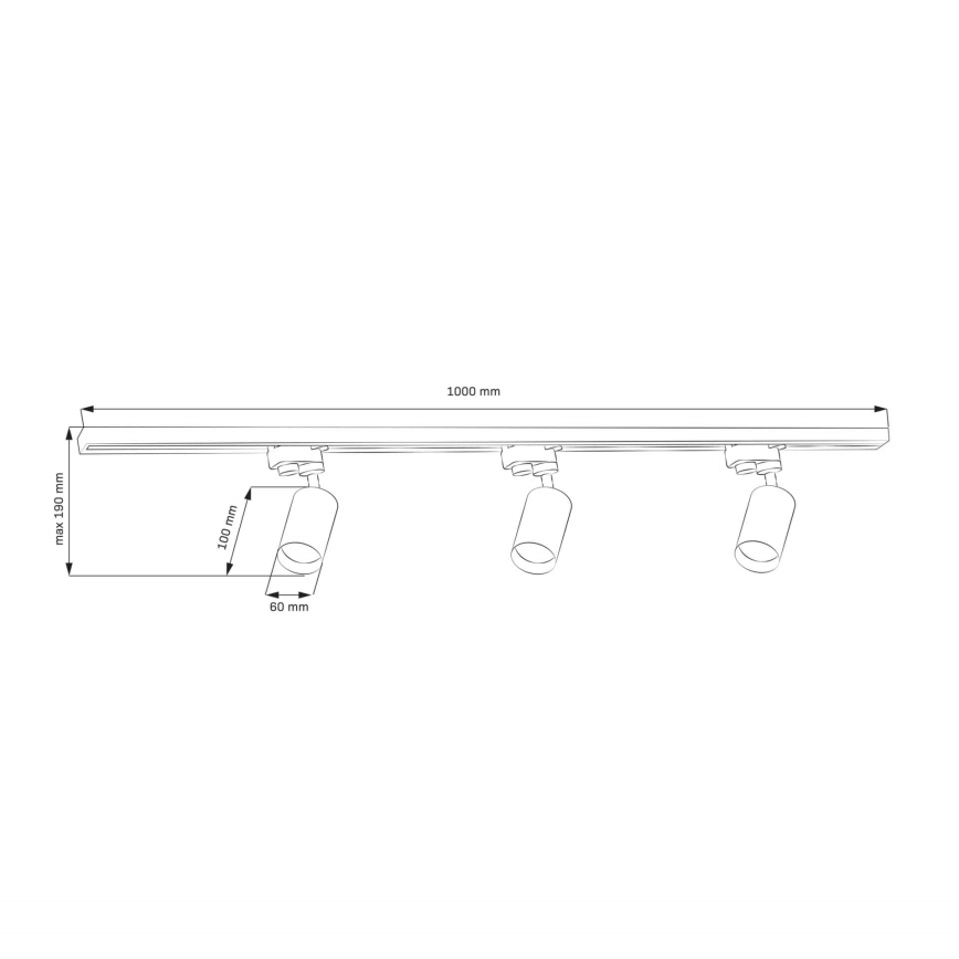 Спот за релсова система MARIBEL 3xGU10/10W/230V +1 m релсова система златист