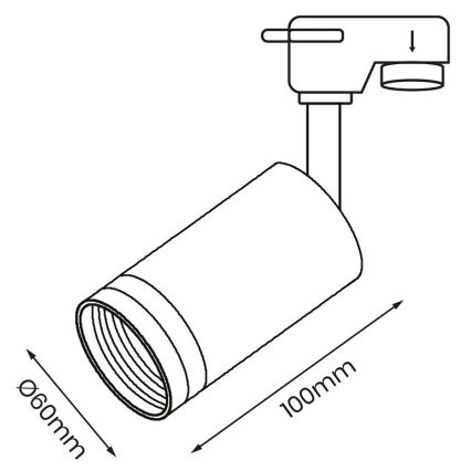 Спот за релсова система PIPE 1xGU10/25W/230V черен
