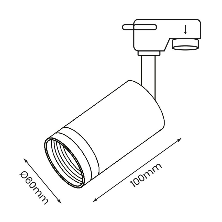 Спот за релсова система PIPE 1xGU10/25W/230V черен