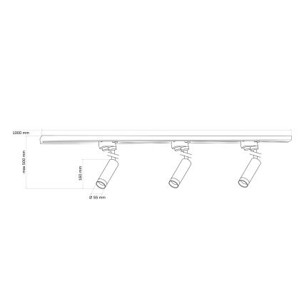 Спот за релсова система PORTO 3xGU10/10W/230V + 1 m релсова система черен