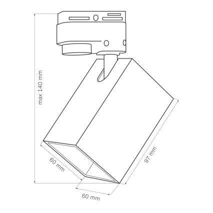 Спот за релсова система SQUARE 1xGU10/10W/230V черен