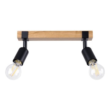 Спот ZUCA 2xE27/15W/230V черен/дъб