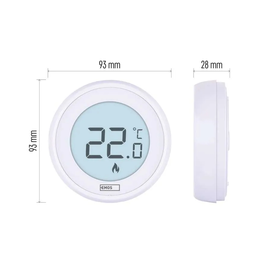 Стаен ръчен термостат 230V/6A 2xAA, бял